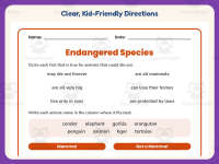 Endangered Species Examples Worksheet – 3rd Grade Animals Practice preview 4