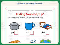 Ending Sound D T P Worksheet – 1st Grade Consonants & Ending Sounds preview 4