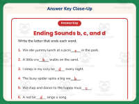 Ending Sounds B C D Sentences Worksheet – 1st Grade Consonants preview 7