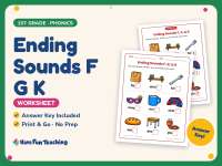 Ending Sounds F G K Worksheet – 1st Grade Consonants Practice preview