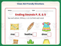 Ending Sounds P R S Worksheet – 1st Grade Consonants Practice preview 4