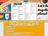 ESL Grammar Activity - Singular & Plural - Spanish Speaking Students preview