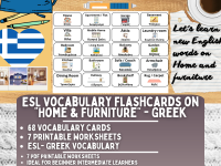ESL Multilingual Vocabulary Flashcard - Home & Furniture - Greek preview