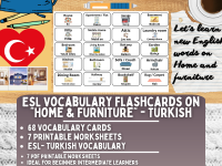 ESL Multilingual Vocabulary Flashcard - Home & Furniture - Turkish preview