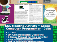 ESL Reading Comprehension + Writing Activity - Computer Programmer preview