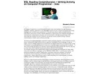 ESL Reading Comprehension + Writing Activity - Computer Programmer preview 2