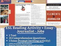 ESL Reading Comprehension + Writing Activity - Journalist - Jobs preview