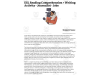 ESL Reading Comprehension + Writing Activity - Journalist - Jobs preview 2