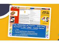 ESL Reading Comprehension + Writing Activity - UNO - Cards Game preview