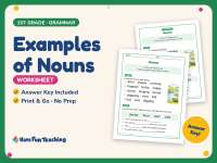 Examples of Nouns Worksheet – 1st Grade Grammar Practice + Answer Key preview