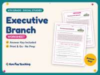 Executive Branch Worksheet – 4th Grade America & Government Practice preview