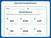 F V Plurals Worksheet – 2nd Grade Nouns Practice + Answer Key preview 4