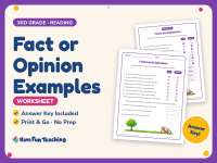 Fact or Opinion Examples Worksheet – 3rd Grade Fact and Opinion preview