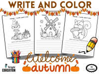 Fall Write and Color Worksheets | Autumn Creative Writing & Coloring A preview