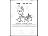 Fall Write and Color Worksheets | Autumn Creative Writing & Coloring A preview 2
