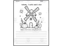 Fall Write and Color Worksheets | Autumn Creative Writing & Coloring A preview 3