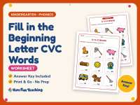 Fill in the Beginning Letter CVC Words Worksheet – Kindergarten preview