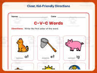 Fill in the Beginning Letter CVC Words Worksheet – Kindergarten preview 4