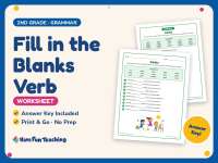 Fill in the Blanks Verb Worksheet – 2nd Grade Verbs Practice preview