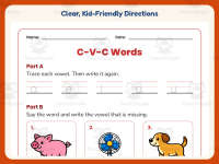 Fill in the Vowel CVC Worksheet – Kindergarten Short Vowels Practice preview 4