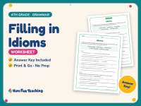 Filling in Idioms Worksheet – 4th Grade Grammar Practice + Answer Key preview