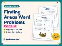 Finding Areas Word Problems Worksheet – 4th Grade Geometry Practice preview