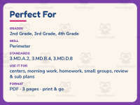 Finding the Perimeter of Shapes Grid Worksheet – 3rd Grade Measurement preview 6