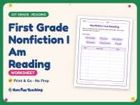 First Grade Nonfiction I Am Reading Worksheet – 1st Grade Genres preview