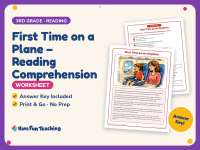 First Time on a Plane – Reading Comprehension Worksheet – 3rd Grade preview