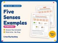 Five Senses Examples Worksheet – 2nd Grade Adjectives Practice preview