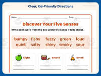 Five Senses Examples Worksheet – 2nd Grade Adjectives Practice preview 4