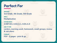 Flowers Multiplication Worksheet – 4th Grade Word Problems Practice preview 6