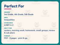 Four Digit More or Less Worksheet – 4th Grade Inequalities Practice preview 6