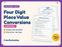 Four Digit Place Value Conversions Worksheet – 3rd Grade Math Practice preview