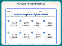 Four Digit Subtraction Regrouping Worksheet – 4th Grade Place Value preview 4