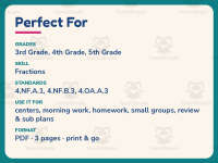 Fraction Problem Solving Worksheet – 4th Grade Fractions Practice preview 6