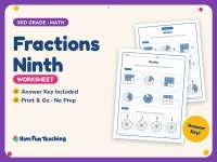 Fractions Ninth Worksheet – 3rd Grade Math Practice + Answer Key preview