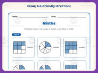 Fractions Ninth Worksheet – 3rd Grade Math Practice + Answer Key preview 4