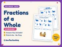 Fractions of a Whole Worksheet – 3rd Grade Math Practice + Answer Key preview