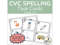 FREE Mixed CVC Picture Task Cards | Short Vowel Spelling Practice preview