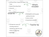 FREE Mixed CVC Picture Task Cards | Short Vowel Spelling Practice preview 2