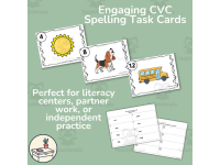 FREE Mixed CVC Picture Task Cards | Short Vowel Spelling Practice preview 3