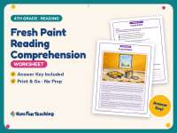 Fresh Paint Reading Comprehension Worksheet – 4th Grade Practice preview