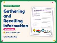 Gathering and Recalling Information Worksheet – 1st Grade Prompts preview