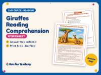Giraffes Reading Comprehension Worksheet – 2nd Grade Animals Practice preview