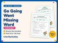 Go Going Went Missing Word Worksheet – 2nd Grade Verbs Practice preview