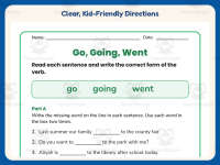 Go Going Went Missing Word Worksheet – 2nd Grade Verbs Practice preview 4