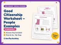 Good Citizenship Worksheet – People Examples – 3rd Grade Community preview