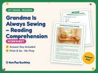 Grandma Is Always Sewing – Reading Comprehension Worksheet – 1st Grade preview