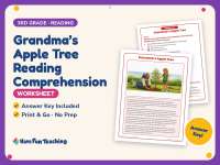 Grandma’s Apple Tree Reading Comprehension Worksheet – 3rd Grade preview